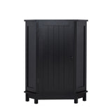 Black Bathroom Cabinet Triangle Corner Storage Cabinet with Adjustable Shelf Modern Style MDF Board