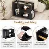 Stylish mobile desk with lockable wheels,bedside table with 5mm thick grooved tempered glass and gold round bars ，black Julia M Home & Kitchen
