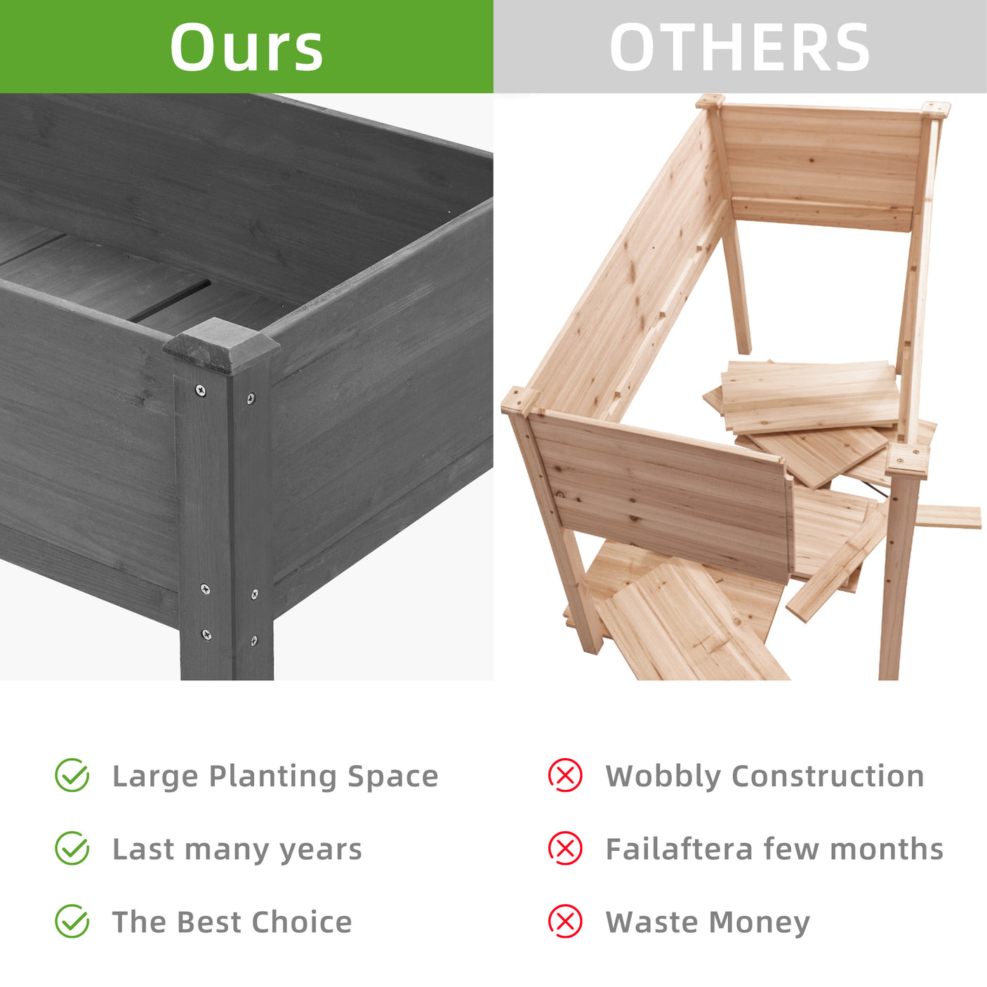 Raised Garden Bed with Legs, Elevated Wooden Planter Box for Outdoor Plants - Julia M LifeStyles