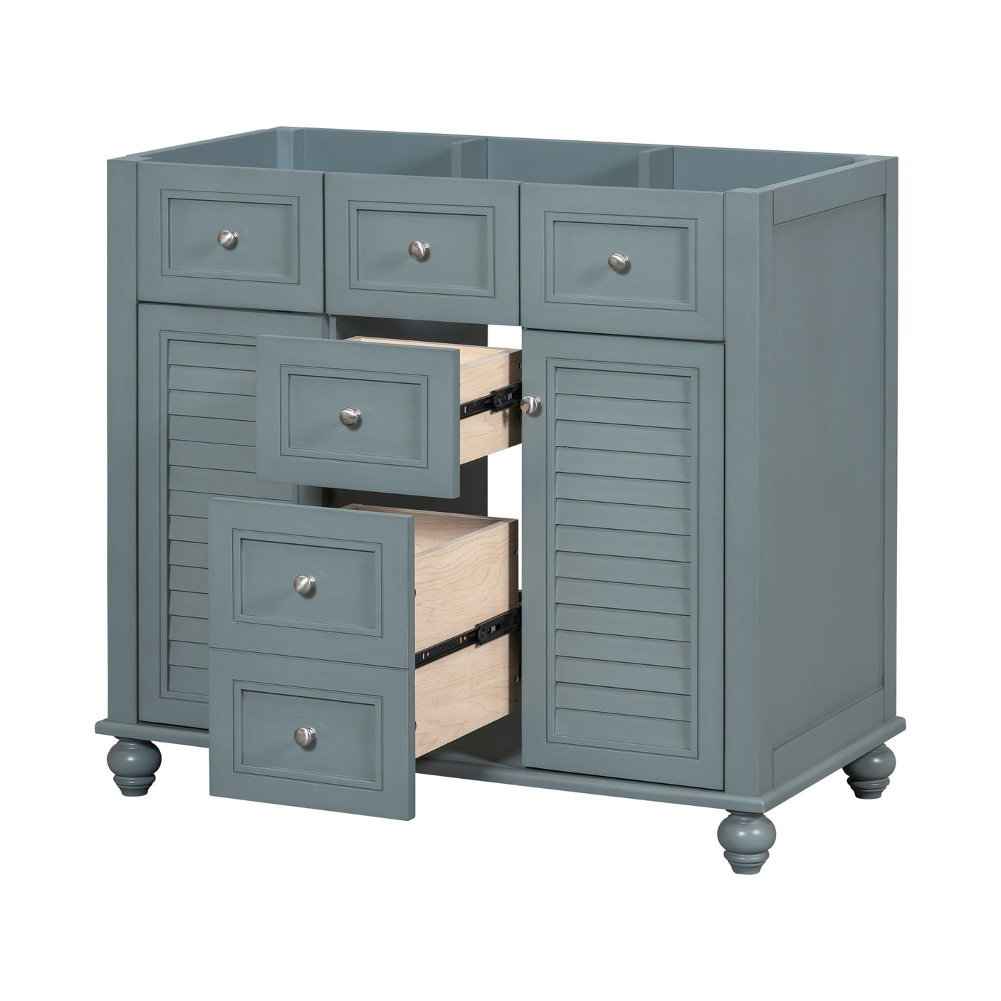 36 "No sink, with 2 drawers and soft closing door, independent makeup rack, bathroom cabinet, blue (excluding sink) Julia M Home & Kitchen