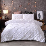 Luxury White Pinch Pleat Duvet Cover Set for Twin/Queen/King eprolo