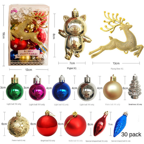 Christmas Decorations Bright Ball Gift Pack Christmas Tree Pendant Window Decoration Colorful Hanging Balls Set of 30