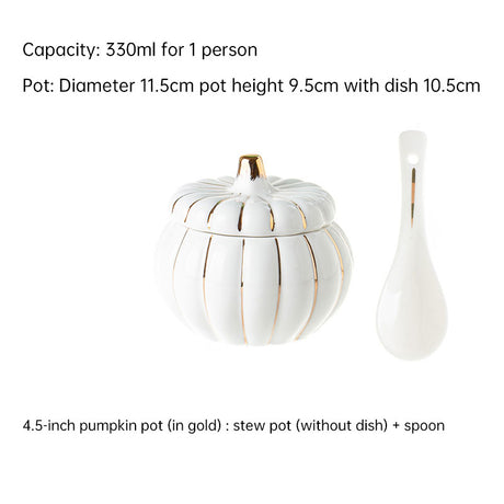 Creative Ceramic Pumpkin Cup, Steamed Egg Cup, Stewed Pot with Cover, Pure White Mini Bird's Nest Cup, Soup Cup - Julia M LifeStyles