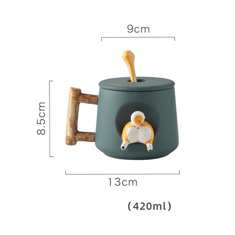 Cute Ceramic Mug with Lid & Spoon for Couples