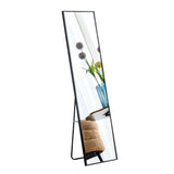 Aluminum Alloy Metal Frame Wall-Mounted Full-Length Mirror Black 65 x 23"