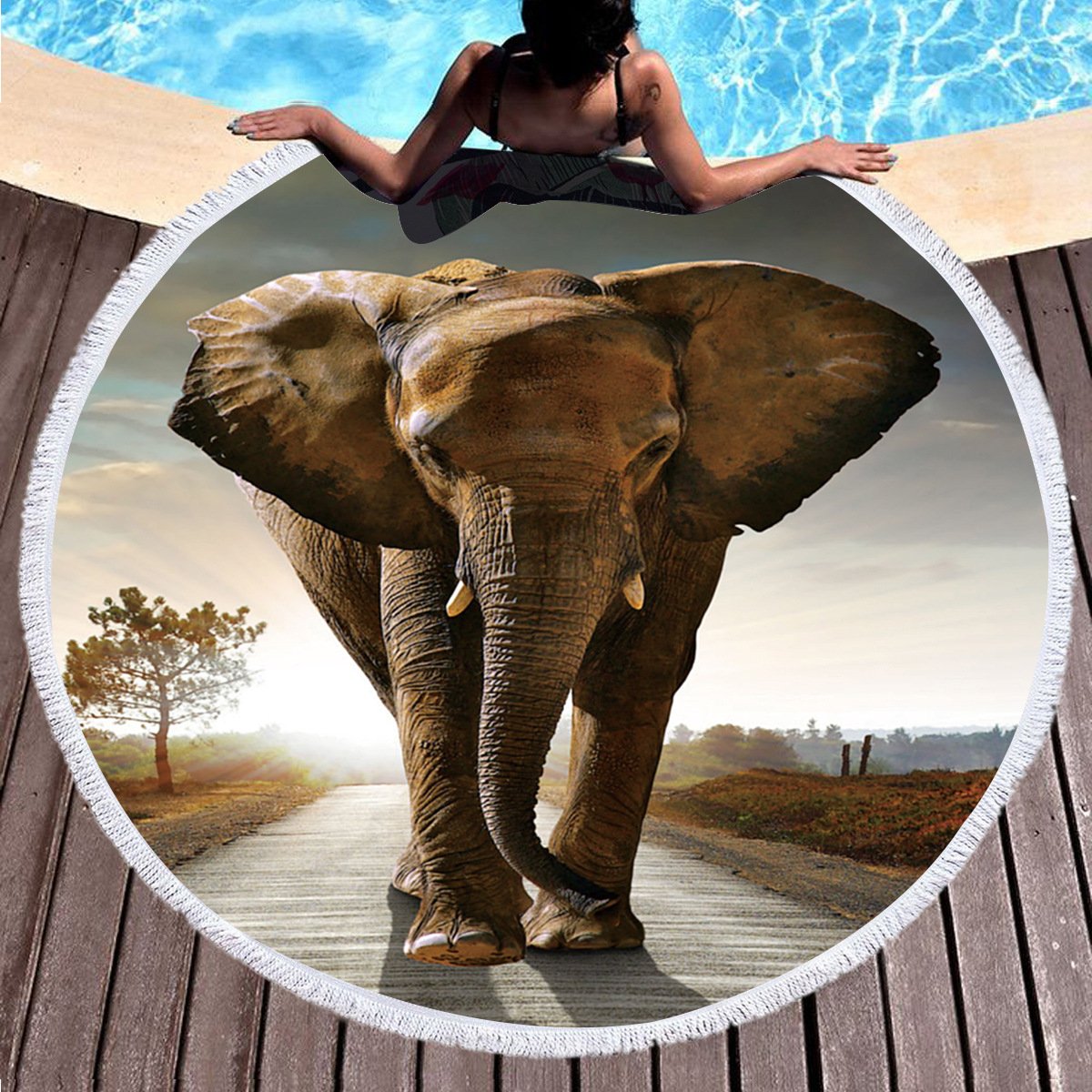Bedding 3D printing Elephant Round Bohemian Beach towel home textile  Beach Towel Tapestry Blanket