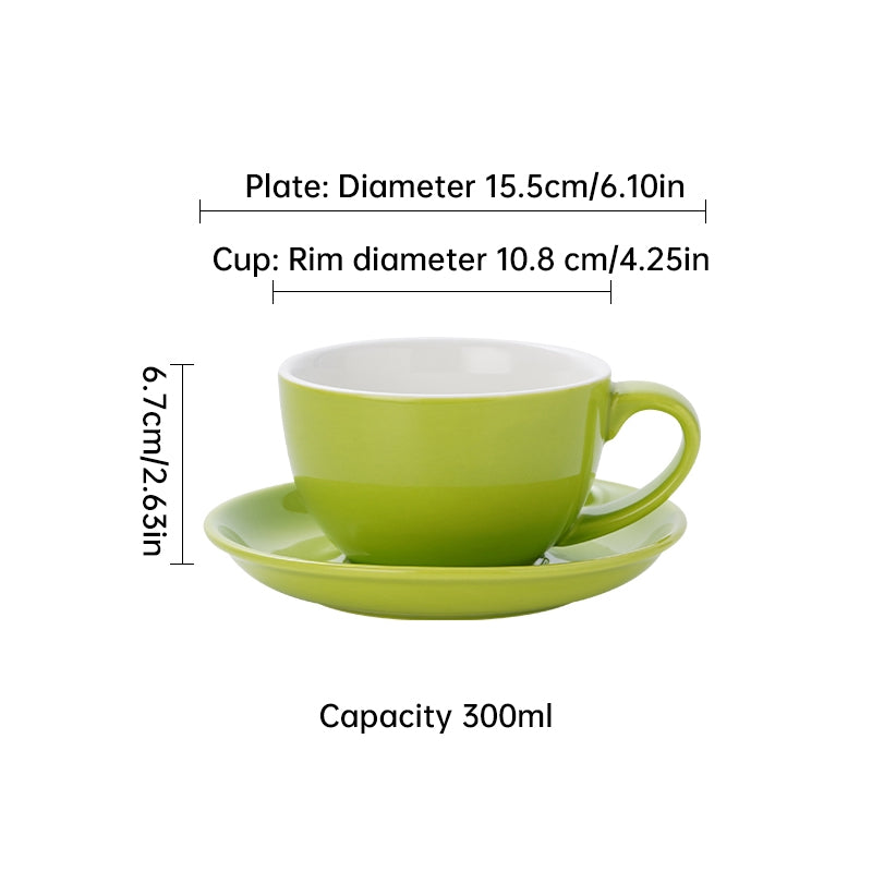 Nordic Ceramic Latte Cup – 300ml Artisan Coffee Cup with Contrast Rim