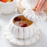 Creative Ceramic Pumpkin Cup, Steamed Egg Cup, Stewed Pot with Cover, Pure White Mini Bird's Nest Cup, Soup Cup - Julia M LifeStyles