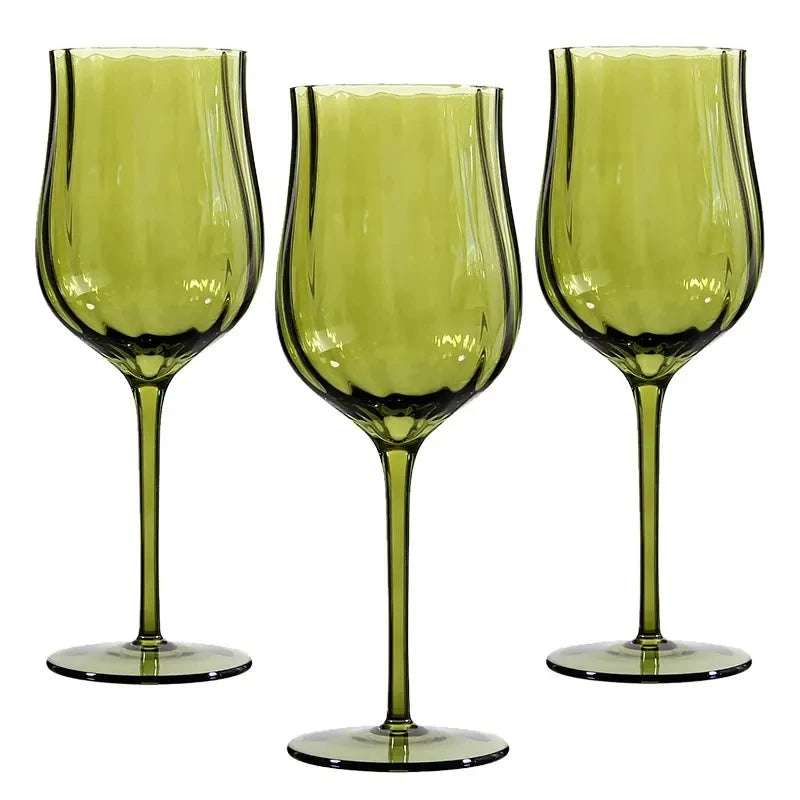 4/2/1Pcs Creative French Medieval Red Wine Glass Hand Blown Margarita Cocktail Goblet Glass Cup Dense Edges Vintage Flower Bloom