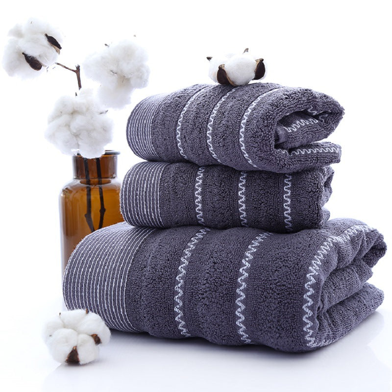 Pure Cotton Luxury Three-Piece Towel Set – Soft, Thick, Elegant