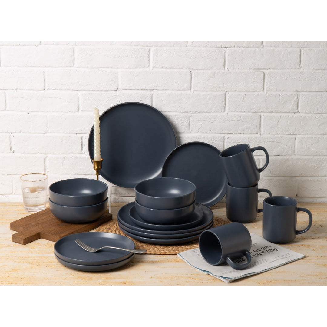 12-Piece Stoneware Dinnerware Sets With Mugs  Microwave  Dishwasher Safe  Non-Toxic Dinner Plates Bowls Set Stackable Matte Glaze Kitchenware For 3