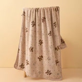 Wide Stripe Dark Stripe Coral Velvet Printing Towels Suit