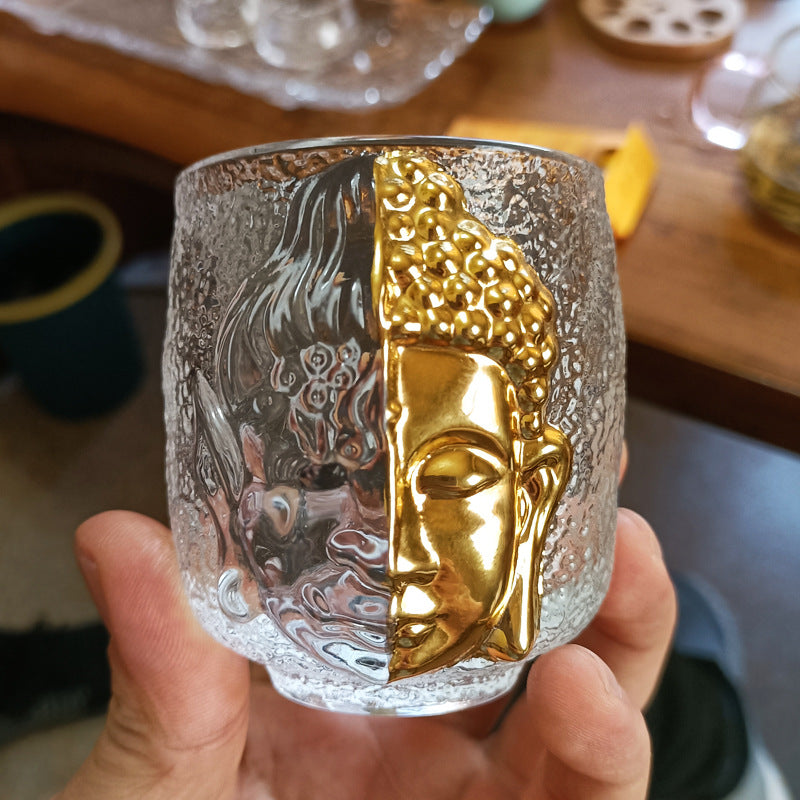 Japanese Crystal Glass Tea Cup with Elegant Colored Glaze – 140ML