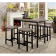 5 Pc Counter Height Table Set Two Tone Design Black Gray Dining Chairs Sturdy Metal Construction PVC Plastic Top Dining Room Furniture Julia M Home & Kitchen
