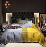 Luxury Retro Style Black Gold Jacquard Cotton Bed Set