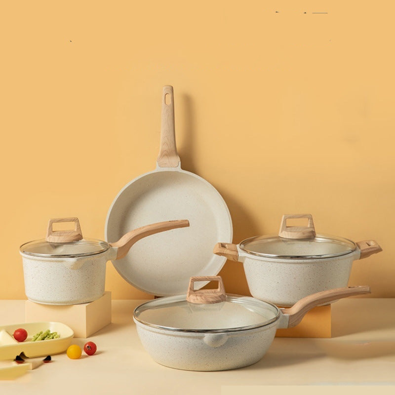 Medical stone non-stick pot soup pot stew pot frying pan wok milk pot frying pan steaming marble granite pot set - Julia M LifeStyles