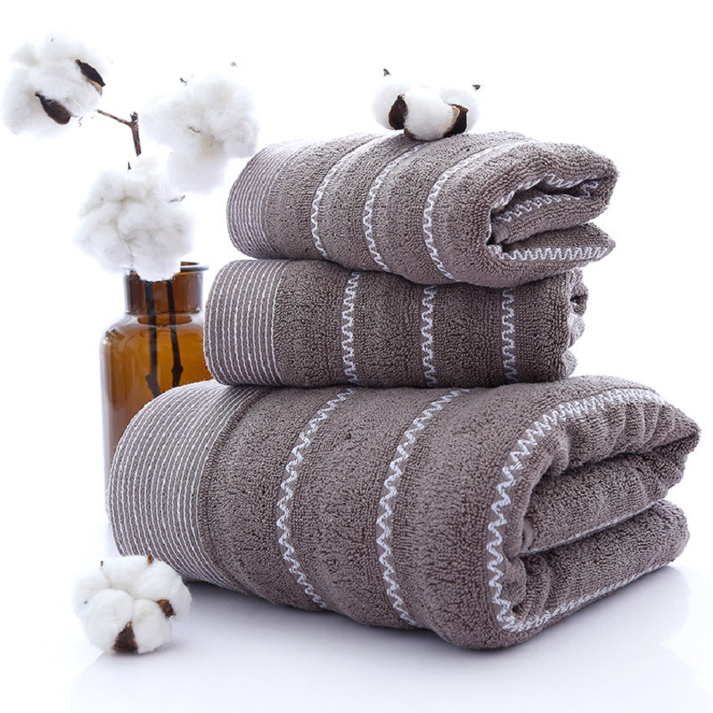 Pure Cotton Luxury Three-Piece Towel Set – Soft, Thick, Elegant