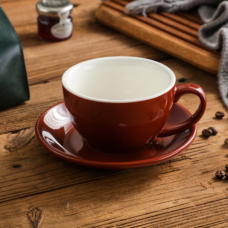 Nordic Ceramic Latte Cup – 300ml Artisan Coffee Cup with Contrast Rim