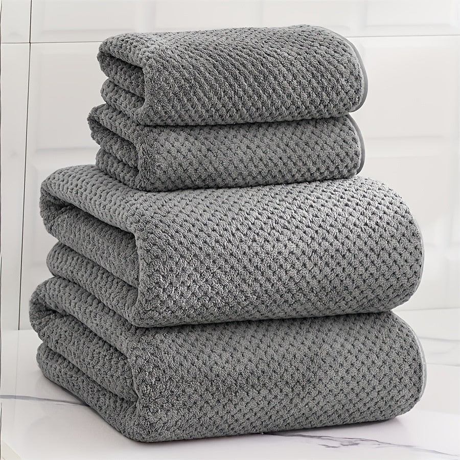 4-Piece Plush Coral Fleece Luxury Bath Towel Set