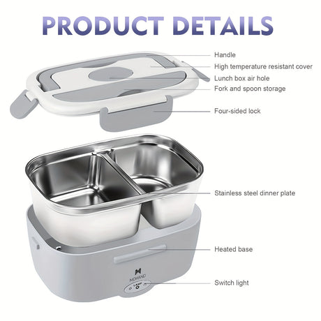 65W Electric Lunch Box Heater - Portable Food Warmer with Stainless Steel Tray Julia M Home & Kitchen