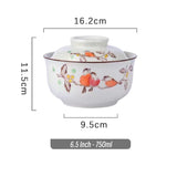 6.5 inch instant noodles bowl with cover bento box student underglaze color ceramic suit Lamian Noodles bowl canteen tableware