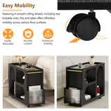 Stylish mobile desk with lockable wheels,bedside table with 5mm thick grooved tempered glass and gold round bars ，black Julia M Home & Kitchen