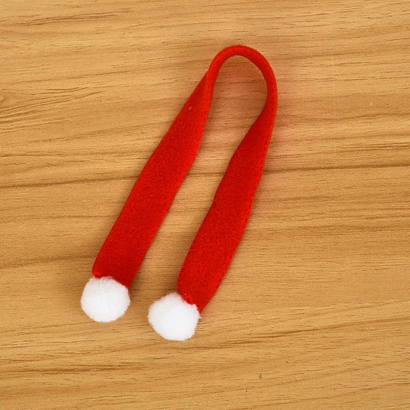Wine Bottle Beverage Bottle Christmas Hat Decoration Mini Christmas Scarf Christmas Table Decoration