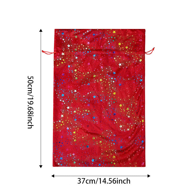 Christmas gift bag, gold foil five pointed star children's gift bag, Dutch velvet rainbow drawstring gift bag eprolo