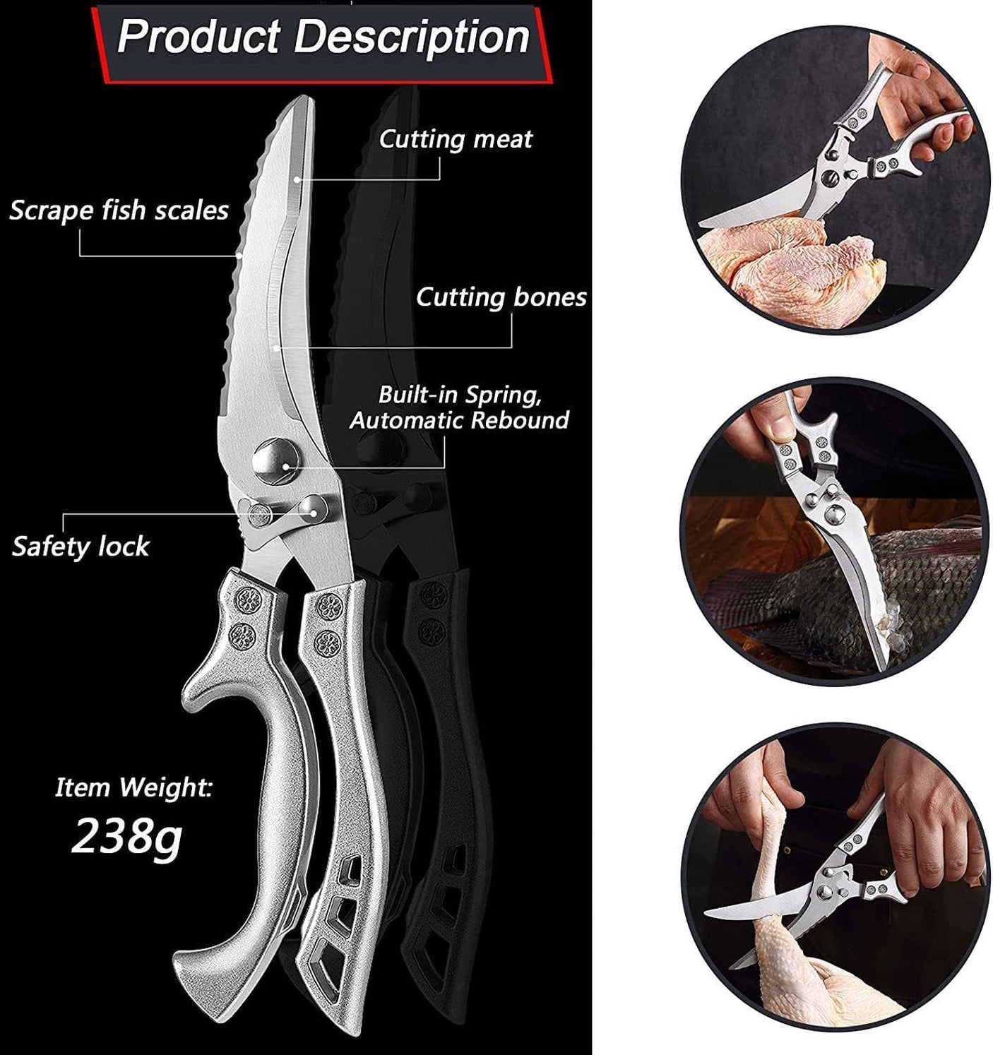 Chicken Bone Scissors Food Scissors Cooked Chicken Goose Duck Barbecue Scissors Home Kitchen Outdoor Scissors Barbecue Scissors - Julia M LifeStyles