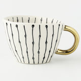 Hand Painted Geometric Ceramic Mugs With Gold Handle Handmade Irregular Cups For Coffee Tea Milk Oatmeal Creative Birthday Gifts
