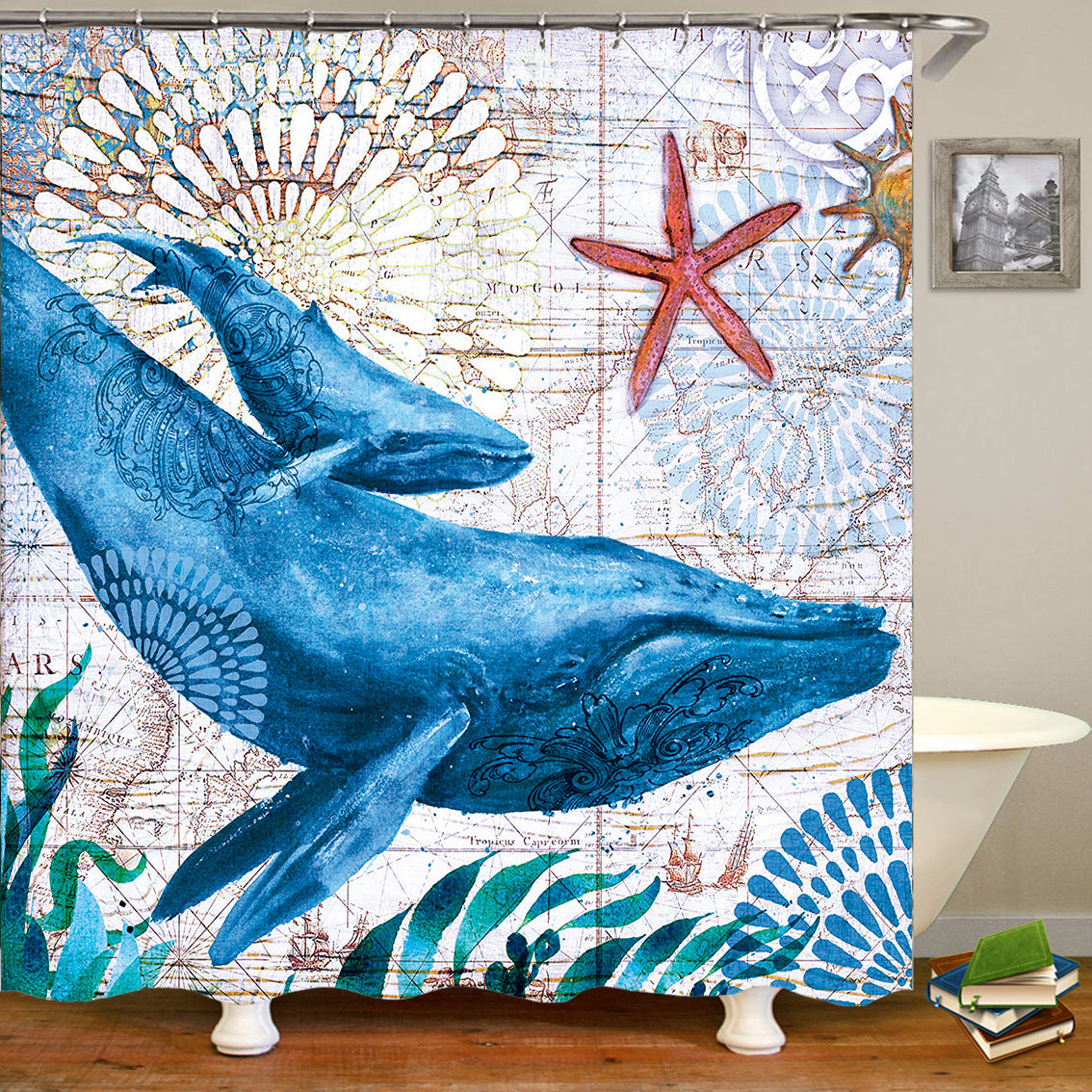 sea worldl Style Pattern Bathroom Shower Curtain