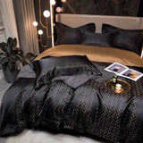Luxury Retro Style Black Gold Jacquard Cotton Bed Set