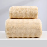 Wide Stripe Dark Stripe Coral Velvet Printing Towels Suit
