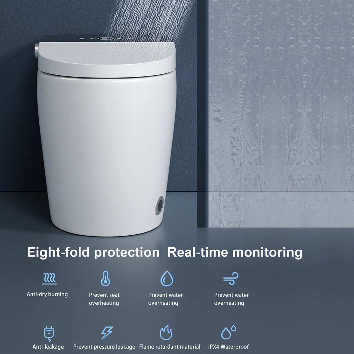 Smart Toilet with Heating, Portable Toilet with Automatic Opening and Closing, 1.28GPF Water Tank Free Toilet, White