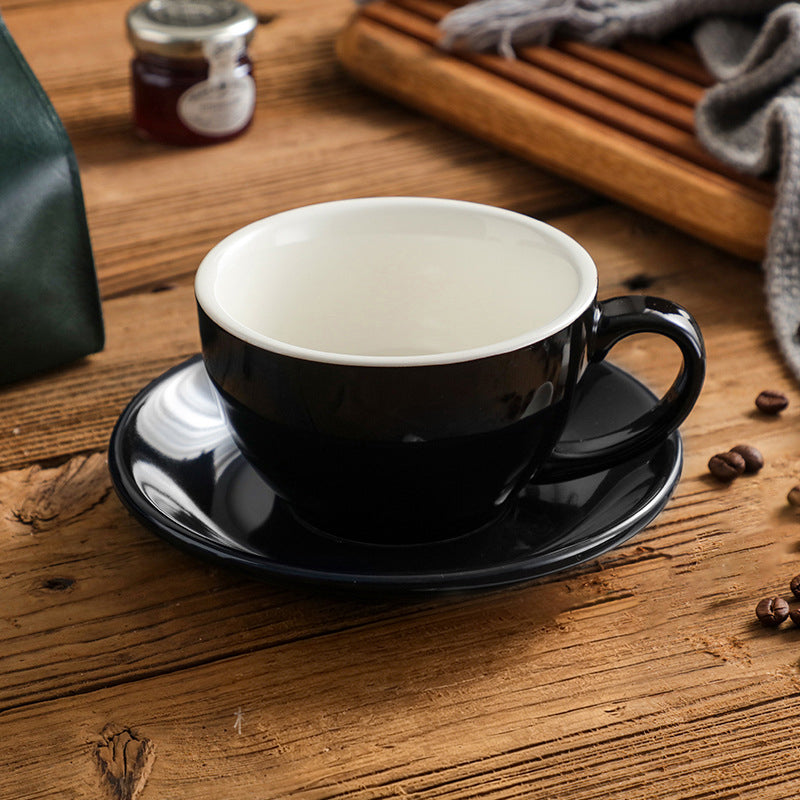 Nordic Ceramic Latte Cup – 300ml Artisan Coffee Cup with Contrast Rim