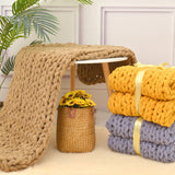 Handmade Thick Wool Woven Blanket in Various Colors
