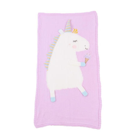 Unicorn Knit Baby Blanket – Soft Warm Swaddle & Bath Towel 60x120cm