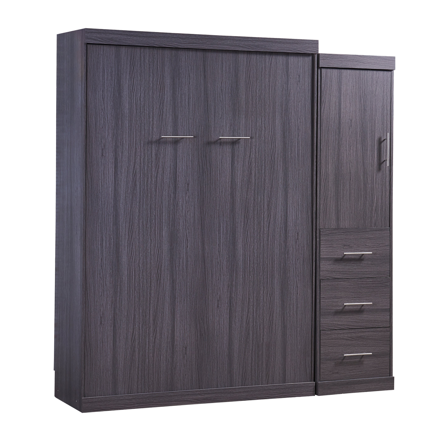Full Size Murphy Bed with Wardrobe and Drawers, Storage Bed, can be Folded into a Cabinet, Gray - Julia M LifeStyles