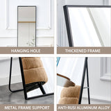 Aluminum Alloy Metal Frame Wall-Mounted Full-Length Mirror Black 65 x 23"
