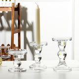 Glass Candle Holder Transparent Glass Set Candle Holder High Foot Crafts Wax Holder - Julia M LifeStyles