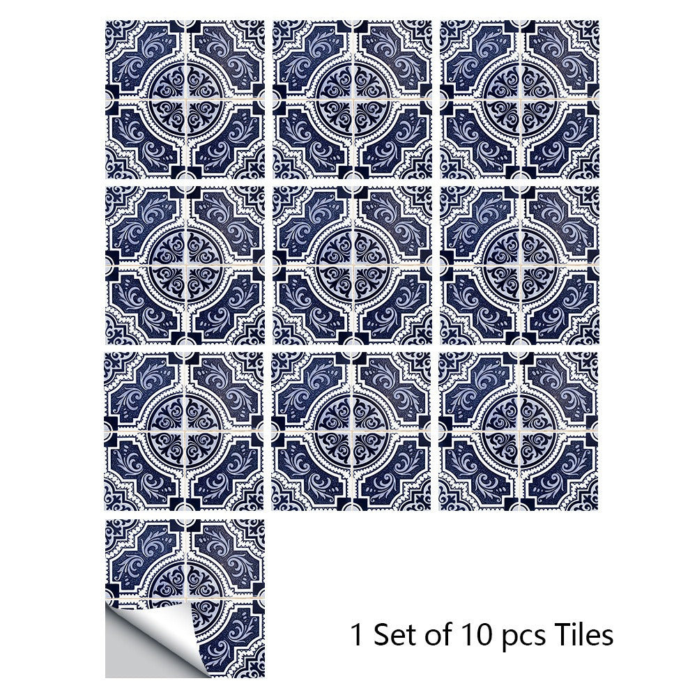 Mosaic 10-Piece Imitation Ceramic Tile Stickers Set for Home Decoration