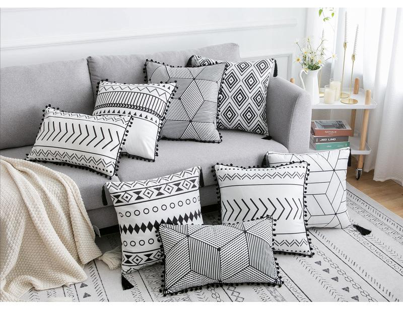 Bohemian Elegance Plush Throw Pillow Cover 30x50cm & 45x45cm