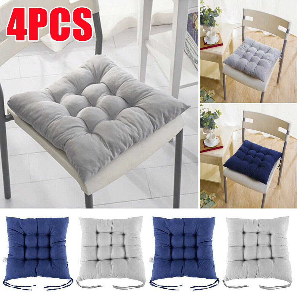 4-Pack Premium Plush Chair Cushions with Tie-Ons – Soft, Stylish Comfort