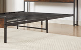 Bed frame with charging station full size, Rustic Brown, 83.1'' L x 56.1'' W x 39'' H