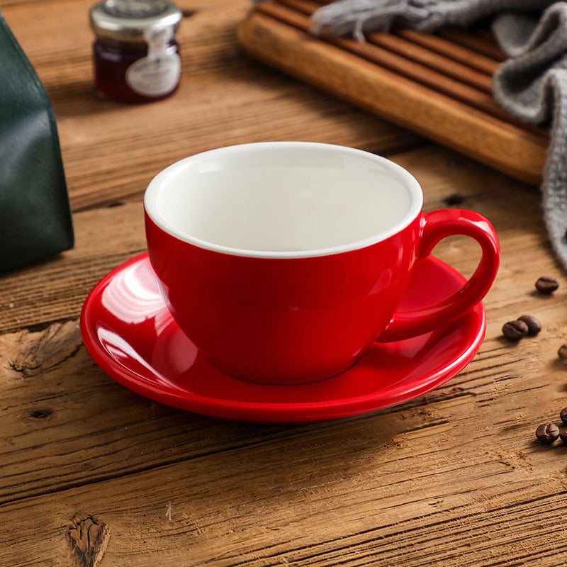 Nordic Ceramic Latte Cup – 300ml Artisan Coffee Cup with Contrast Rim