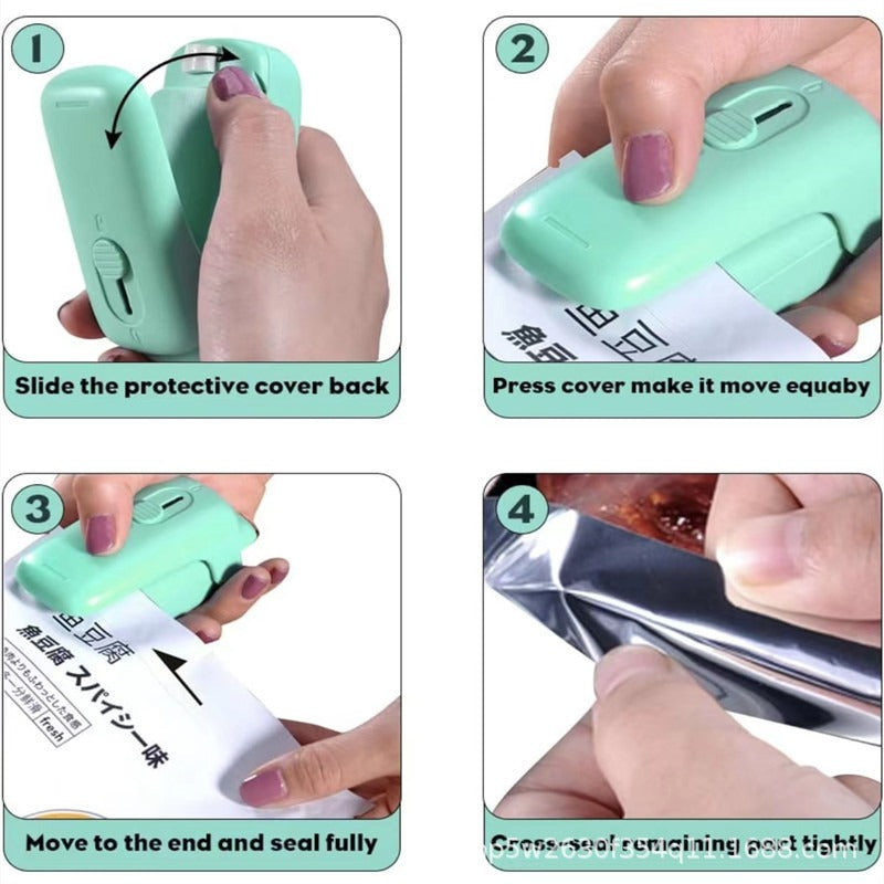 Portable Chip Bag Sealer Machine, With Cutter Handheld Heat Mini Chip Bag Sealer eprolo