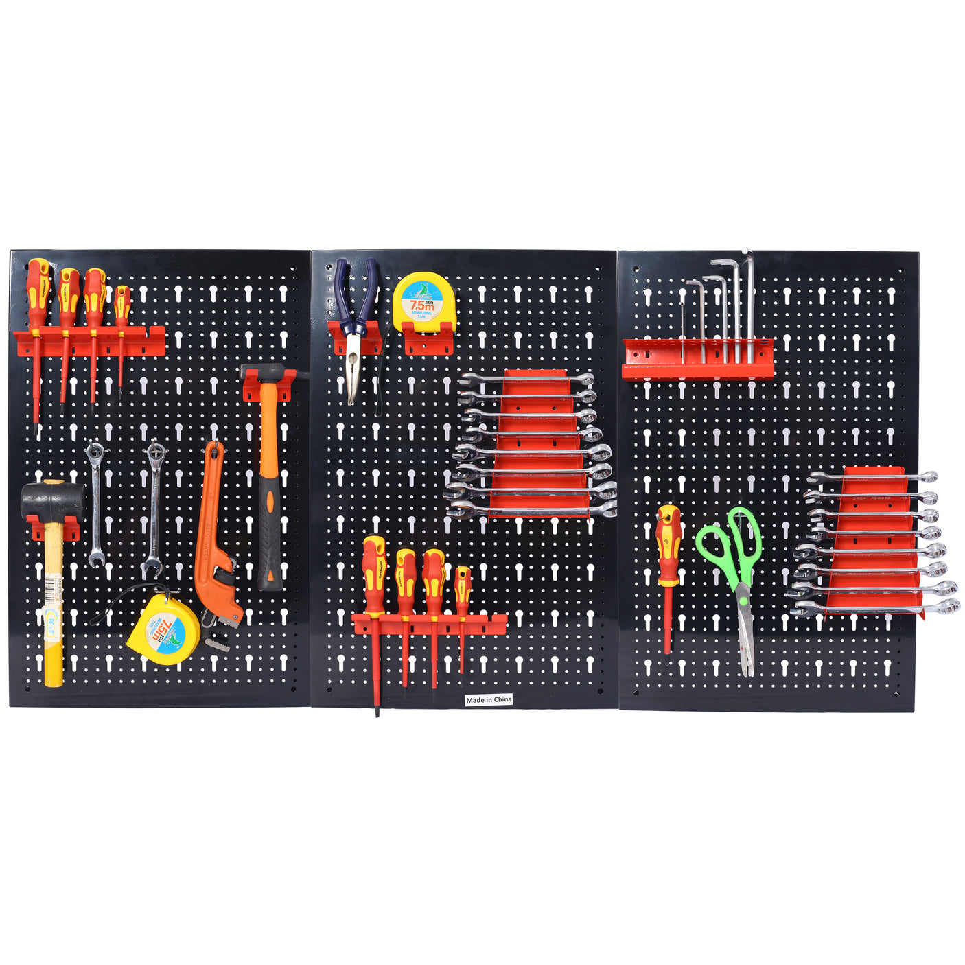 4-foot metal garage nail board tool rack with 3 nail board wall mounted tools for storing nail boards, black - Julia M LifeStyles