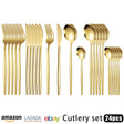 Cutlery Set Stainless Steel Knife Fork Set 24-Piece Tableware Set Golden Steak Knife Fork Spoon 6-Person Set eprolo