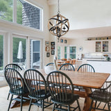 European Style Farmhouse Chandelier - 4-Light Adjustable Rustic Wood Fixture