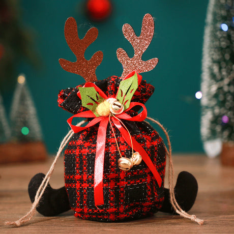 European Style Antlers Checkered Cloth Apple Gift Bag